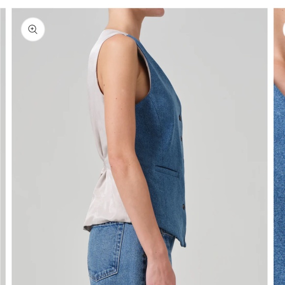 Citizens of Humanity Jasmin Long Vest Normandie Blue MSRP $298 NWT - Picture 3 of 14